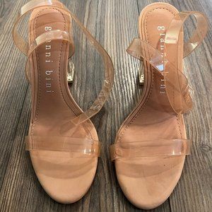 gianni bini transparent light pink column heels